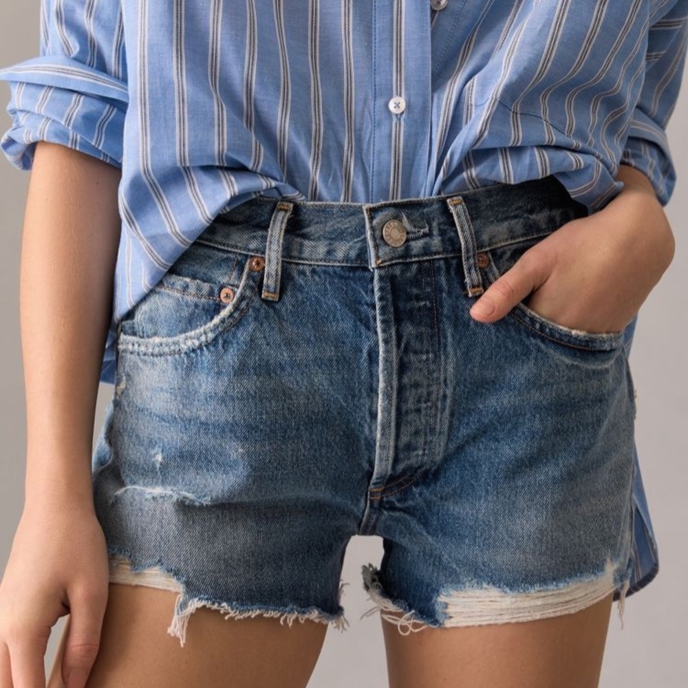 AGOLDE Parker Vintage Cut-Off Denim Shorts in color clutch NWT